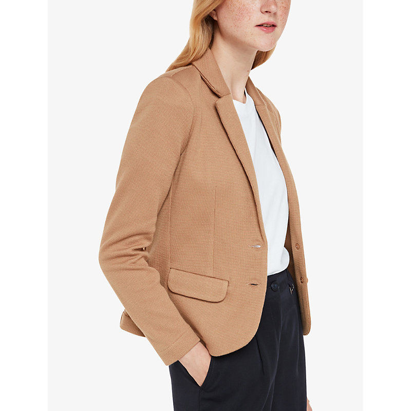Womens Cream Slim-fit Single-breasted Cotton-jersey Jacket