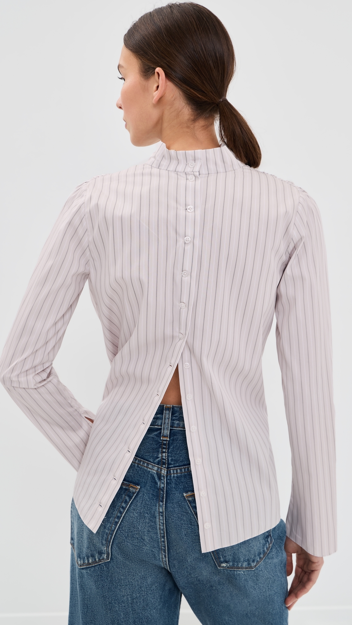 Penelope Draped Blouse Dove Stripe