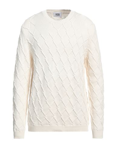 Alpha Studio Man Sweater Off white Size 42 Cotton, Polyamide