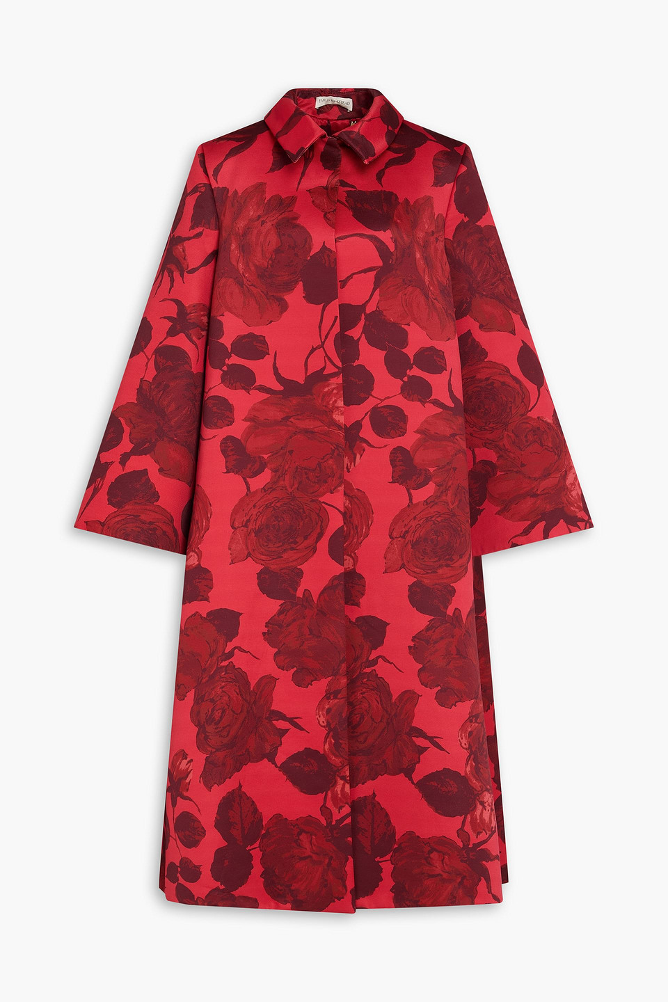 Floral-print faille coat - Red - L