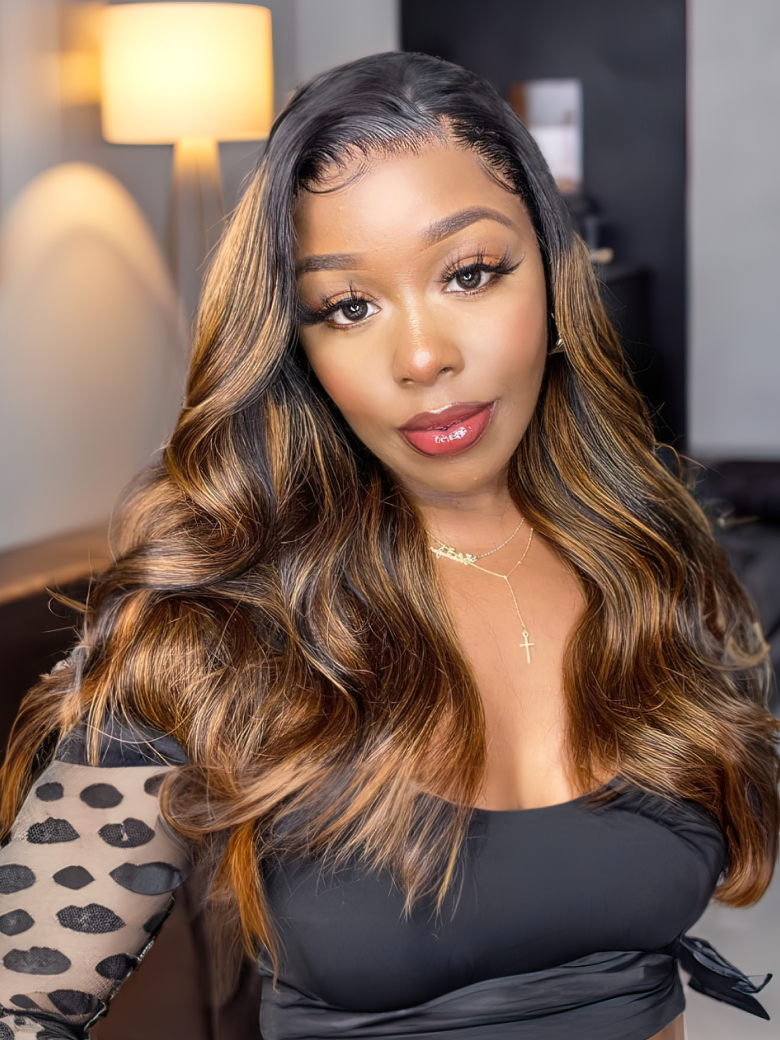 [From 18"] Highlights Transparent 13X4 Lace Front Wigs Body Wave Human Hair Wig