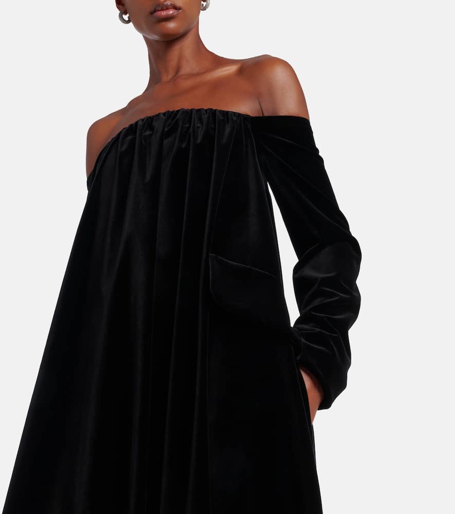 Open-back cotton velvet gown