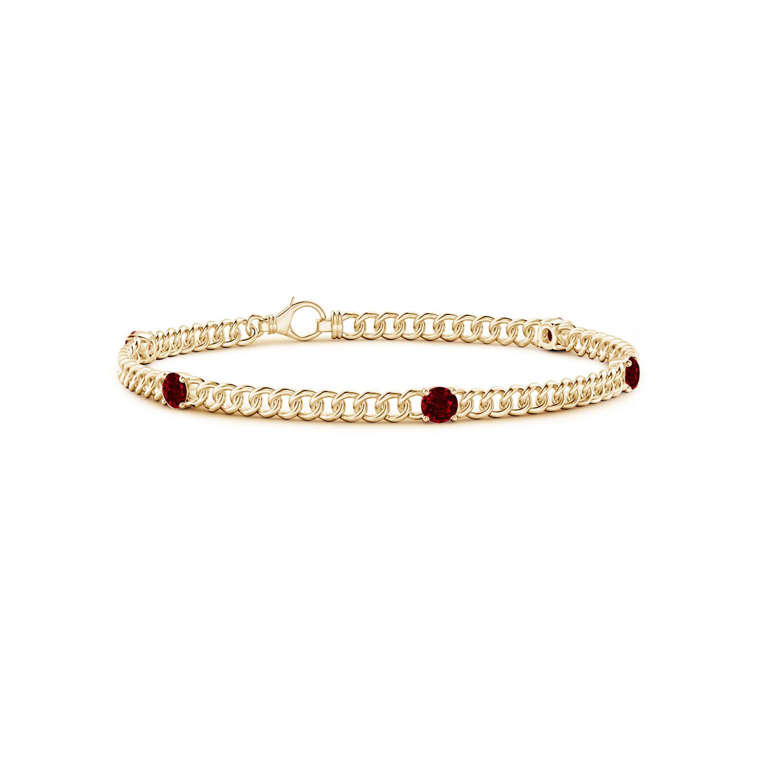 Angara 1.4 Carats Five Stone Ruby Station Bracelet in 14K Yellow Gold