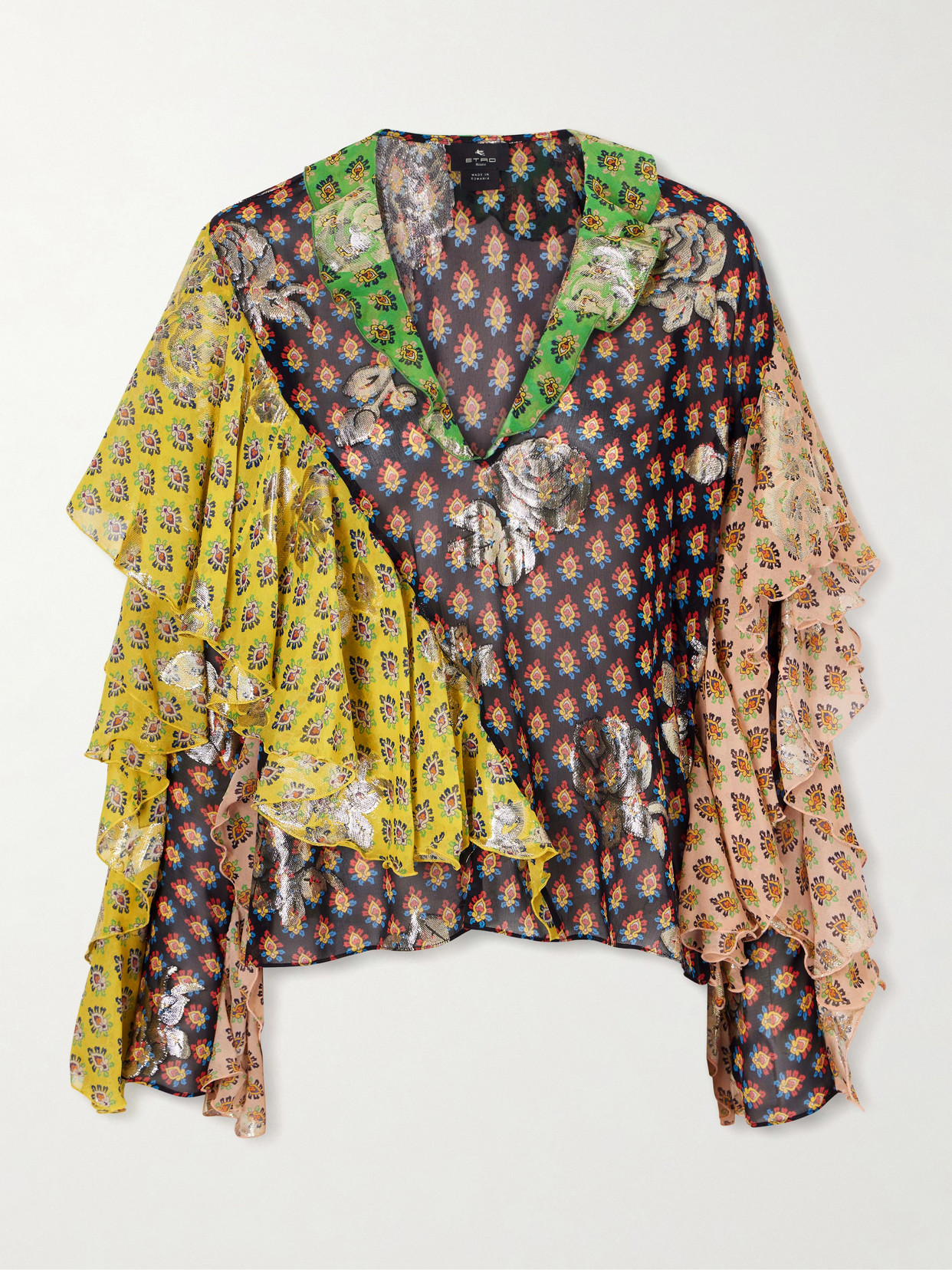 Ruffled Silk-blend Blouse - Multi