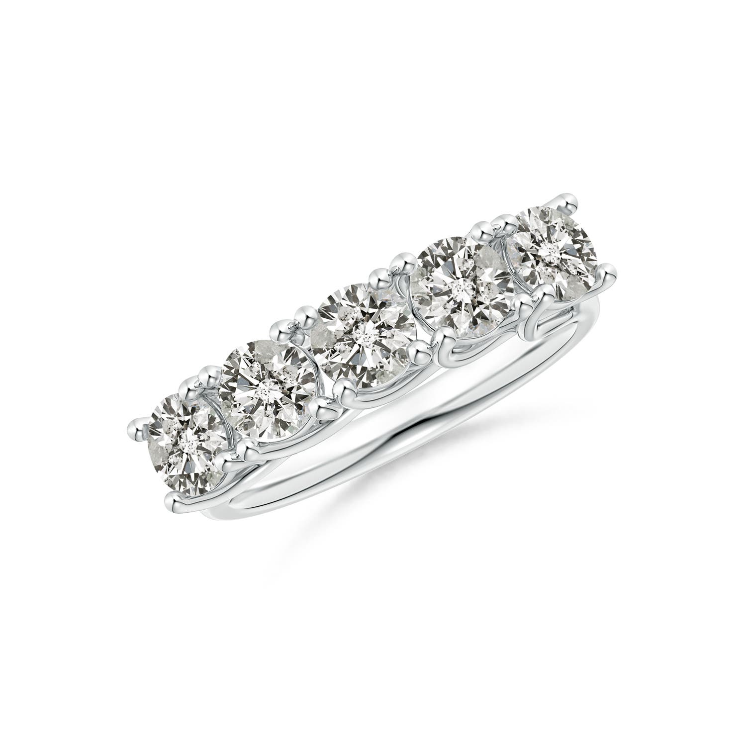 Angara 1.75 Carats Half Eternity Five Stone Diamond Wedding Band in 18K White Gold