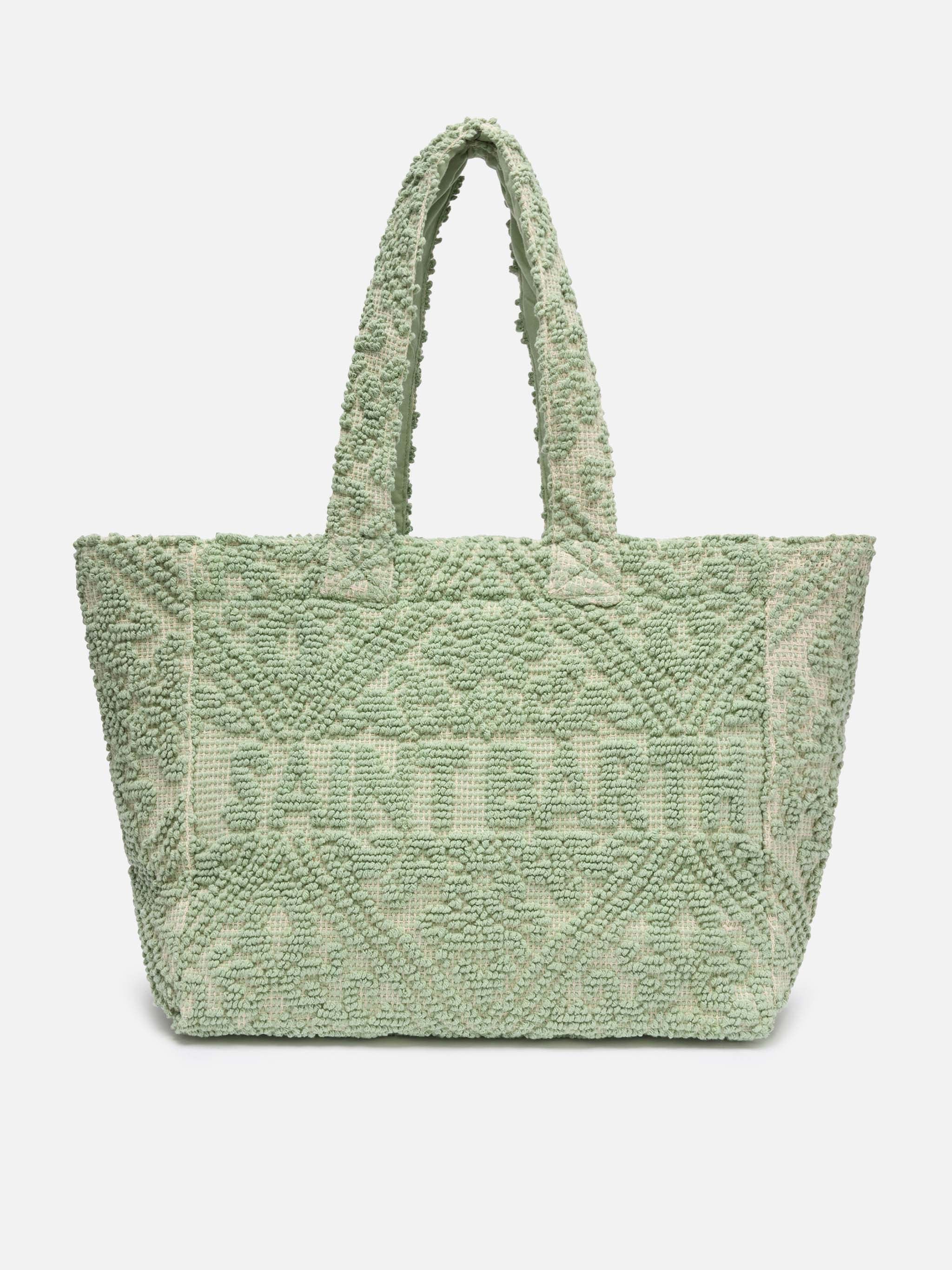Sage Green Tufting Cotton Tote Bag - Unisex