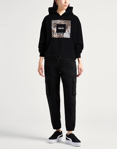 Woman Sweatshirt Black Size L Cotton, Elastane