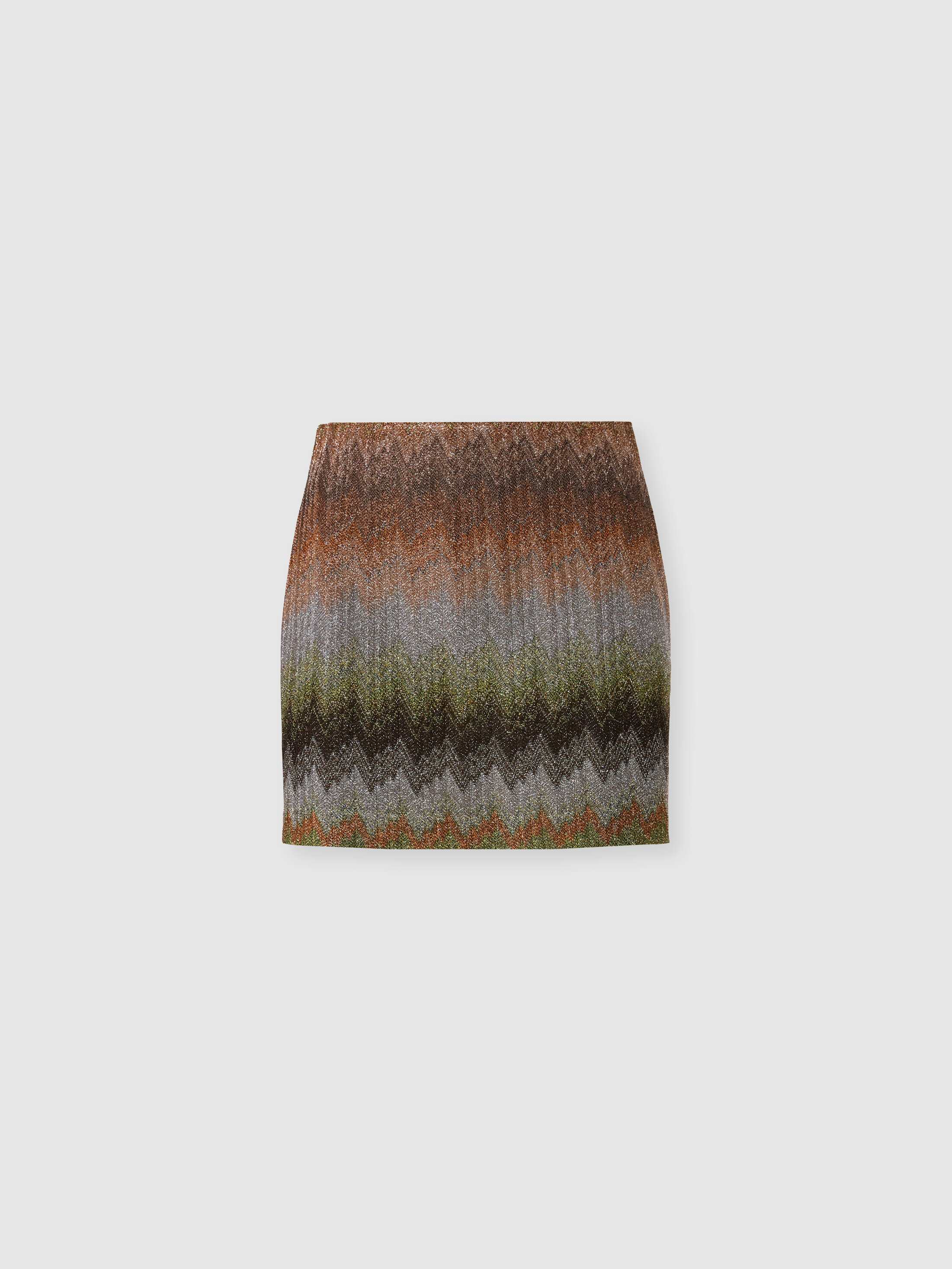 Missoni - Viscose Lamé Snake-Pattern Mini Skirt, Women, Green& Brown