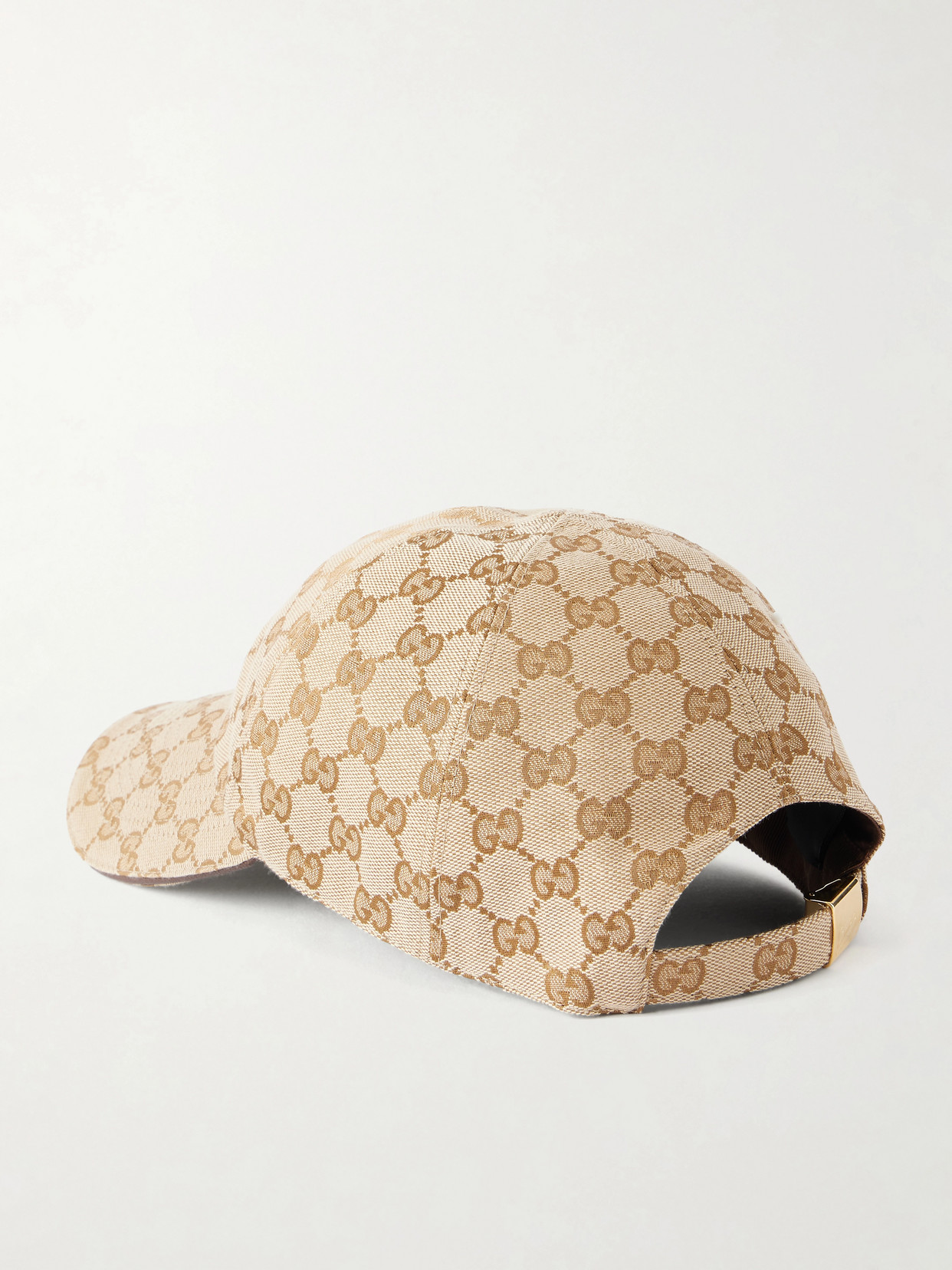 Leather-trimmed Cotton-blend Canvas-jacquard Baseball Cap - Neutrals