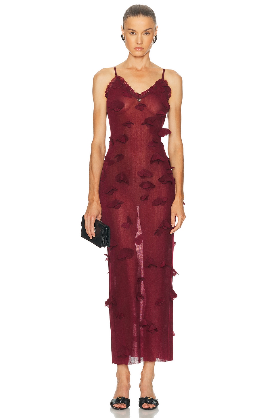 Coperni Butterflies Techno Dress in Red - Burgundy.  XS also in L
