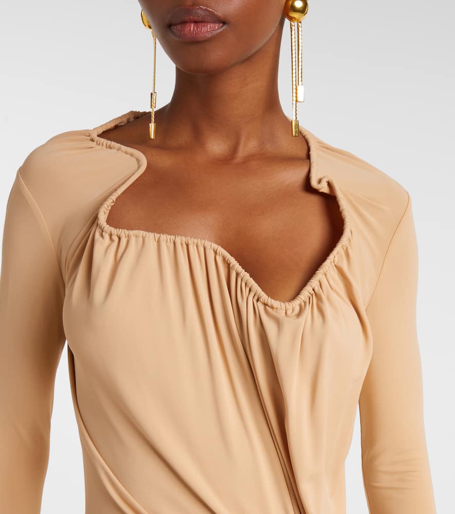 Asymmetric draped gown