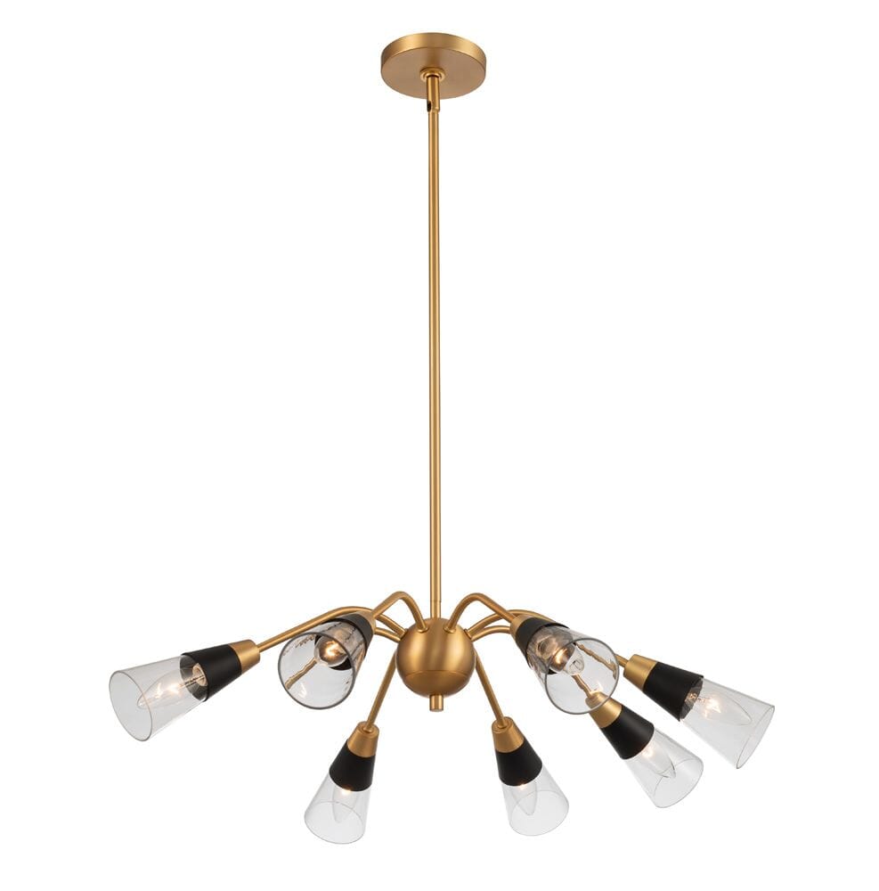 Kalco Ponti 8-Light Chandelier in Matte Black with New Brass - 513172BNB