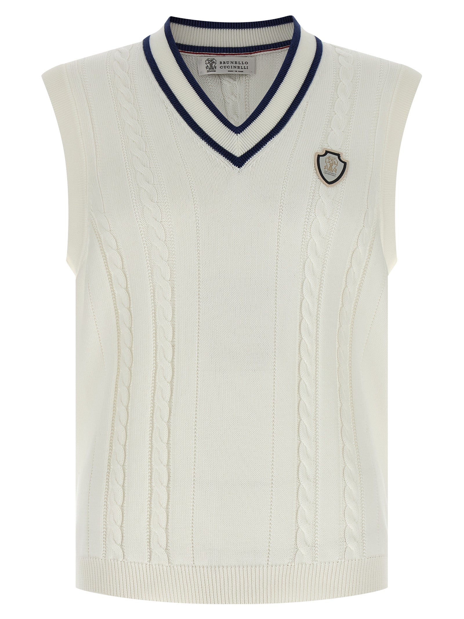 Cable-Knit Cotton Tank Top — White