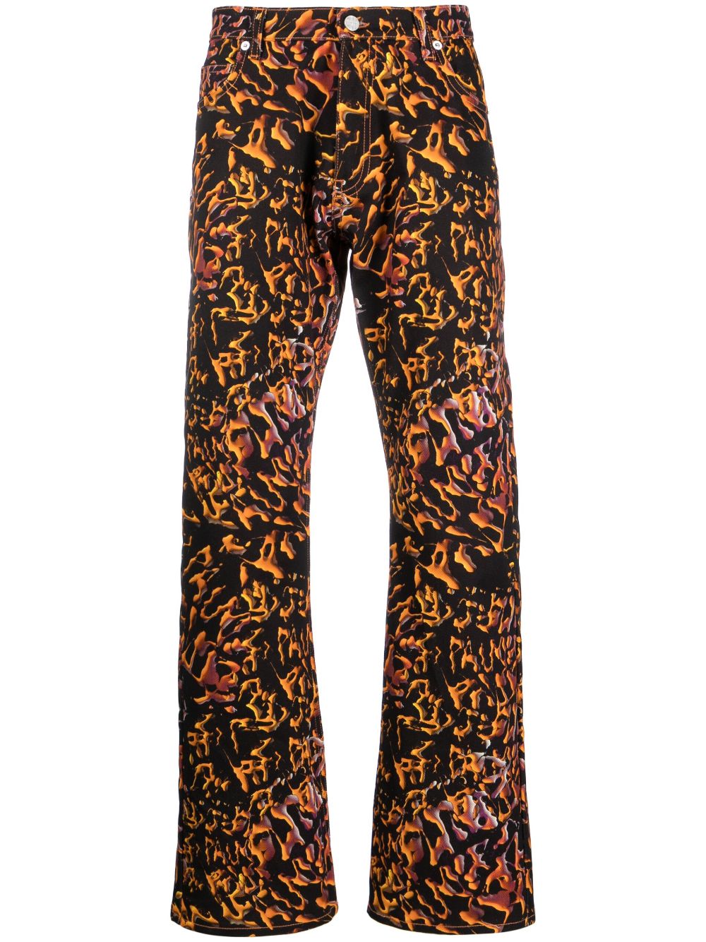 Abstract-print straight-leg trousers - Black