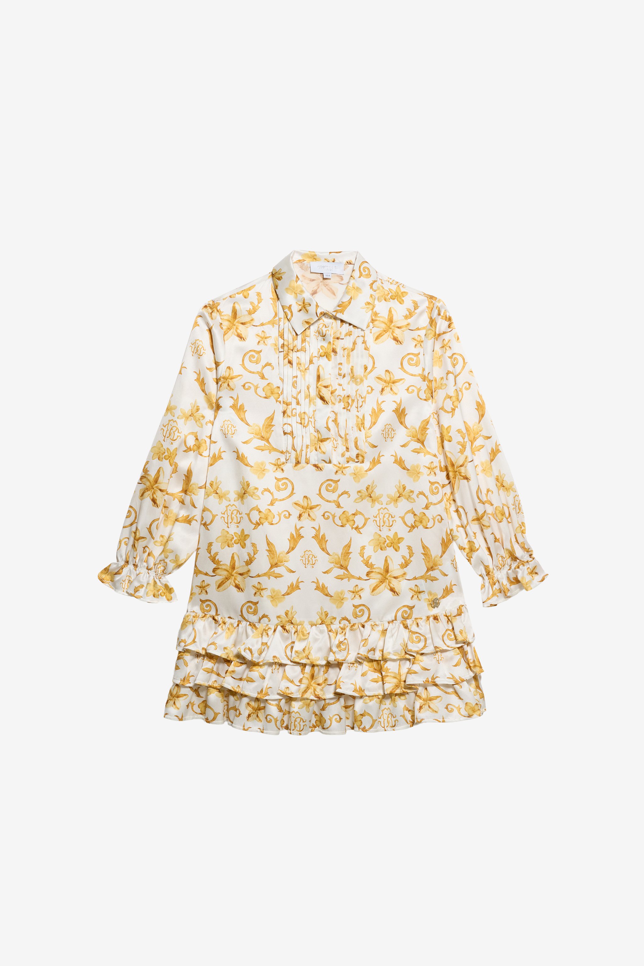 Danza Floreale Bordeaux Print Silk Mini Dress