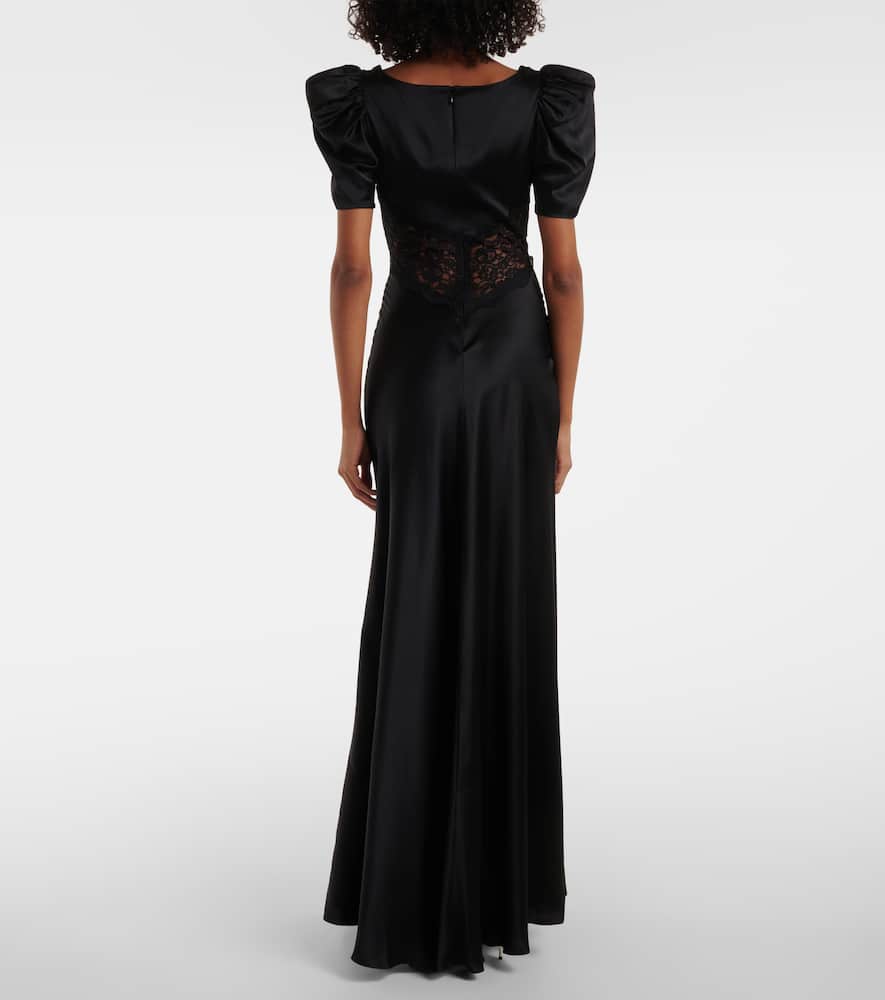 Lace-trimmed silk charmeuse gown
