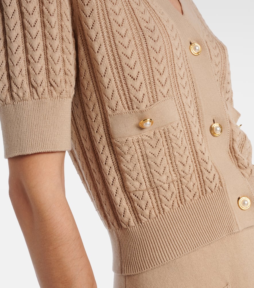 Pointelle cotton and cashmere cardigan