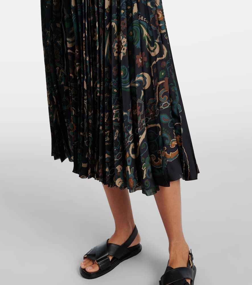 Floral pleated midi skirt
