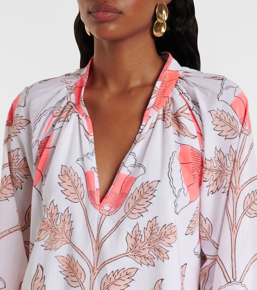 Printed scalloped cotton minidress