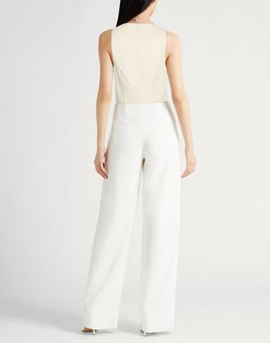 Woman Tailored Vest Ivory Size 6 Linen, Viscose