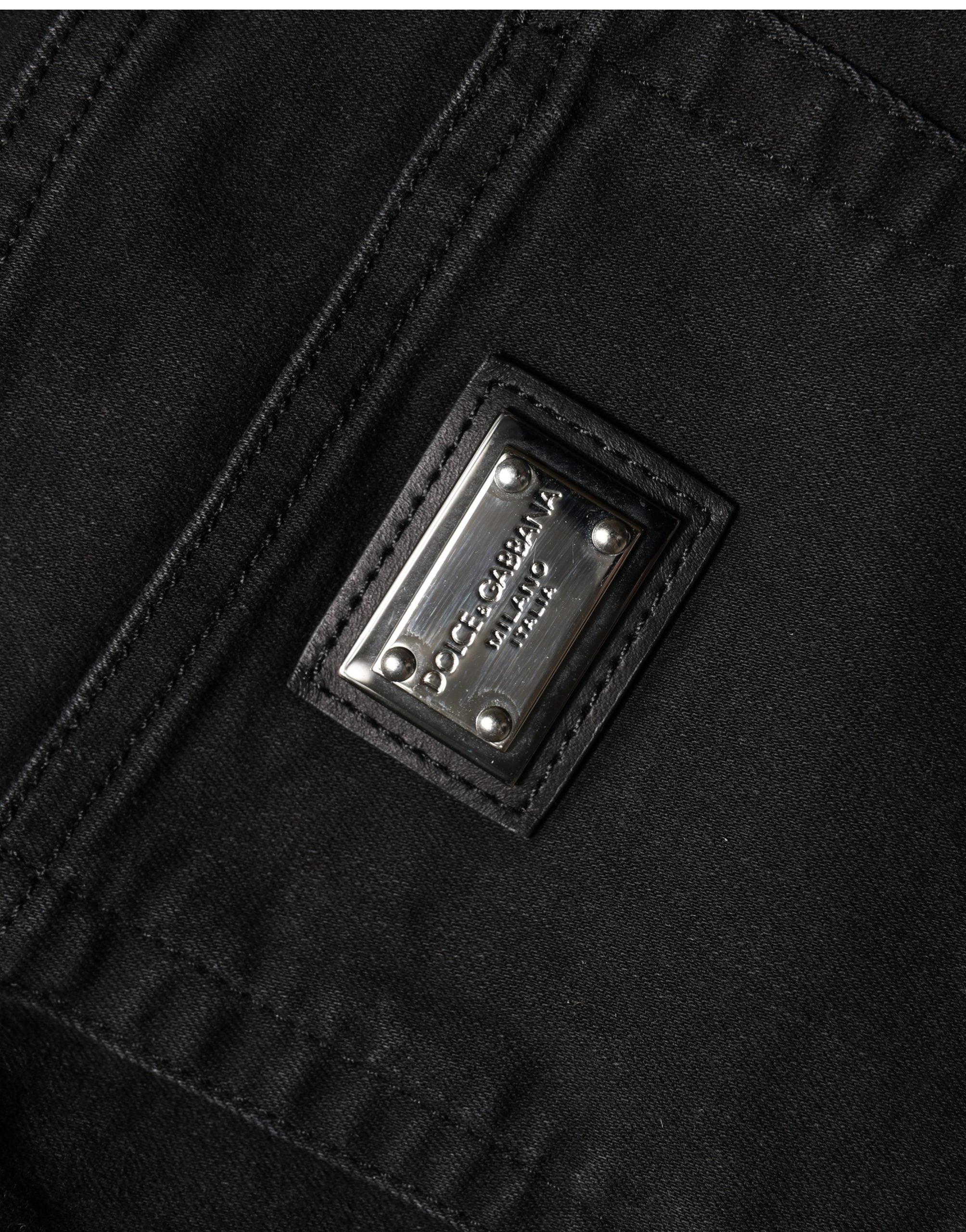 Skinny Cotton High Waist Jeans — Black