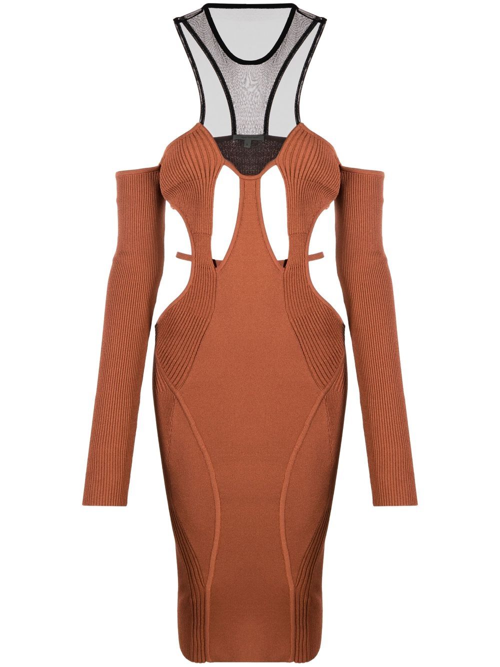 Cut-out halterneck midi dress - Brown