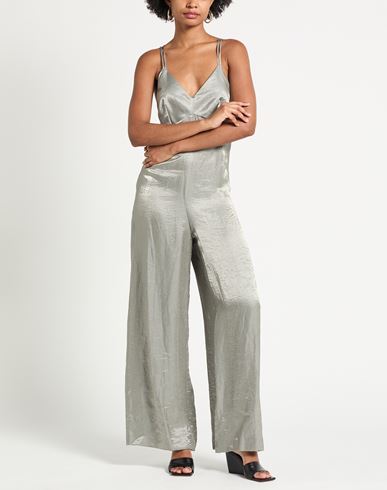 Woman Jumpsuit Grey Size 6 Viscose, Linen, Polyamide