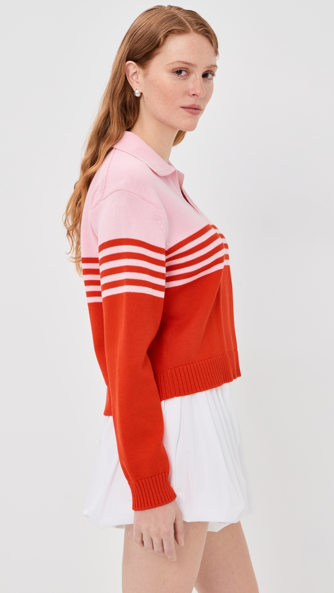 Jules Knit Polo Sweater Lobster Stripe