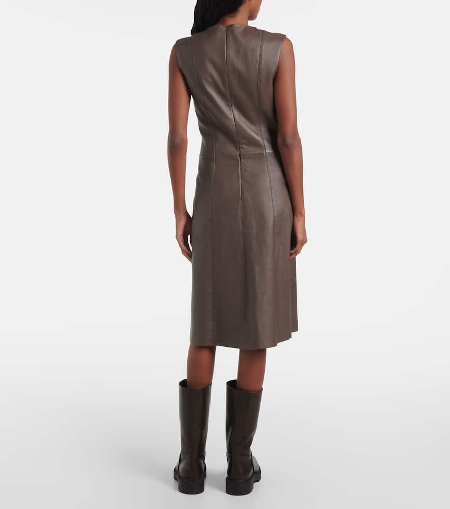 Leather midi dress