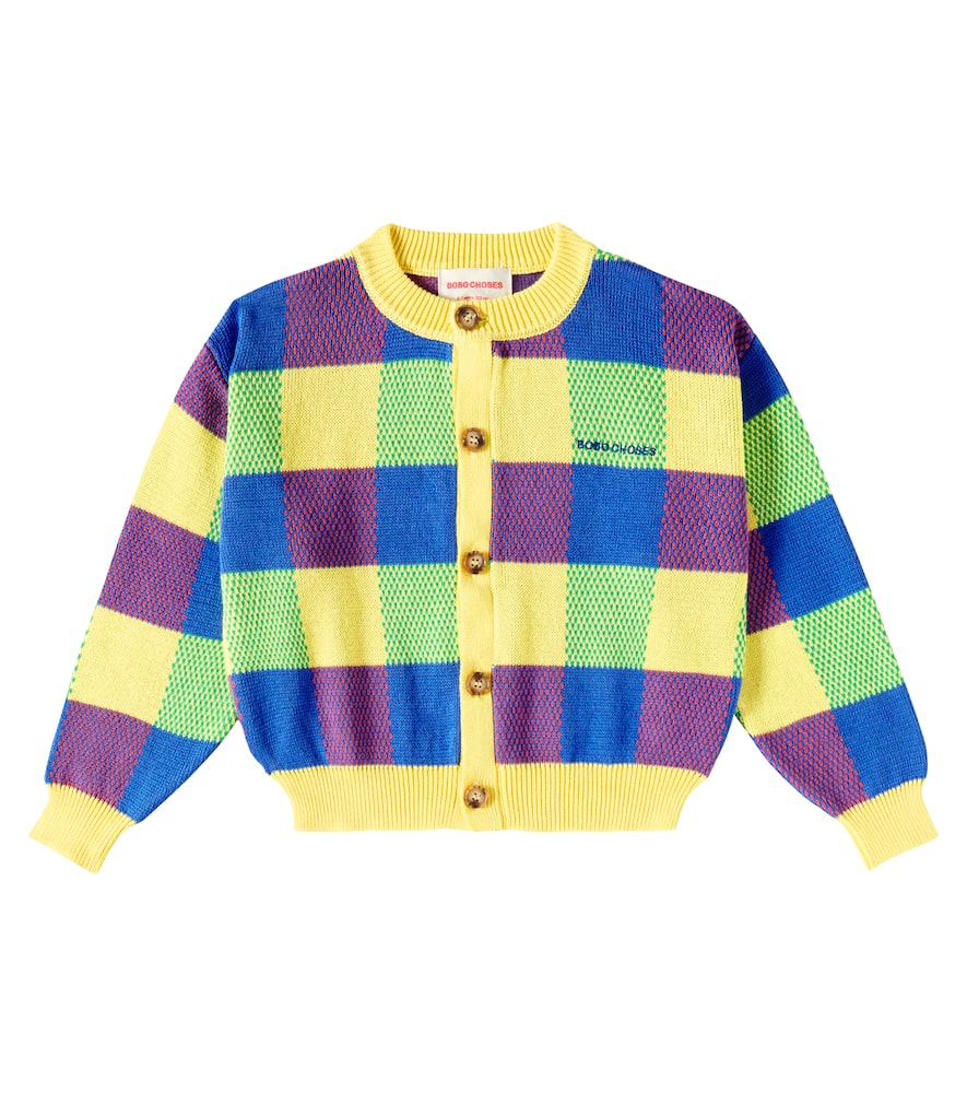 Bobo Choses Vichy cotton jacquard cardigan