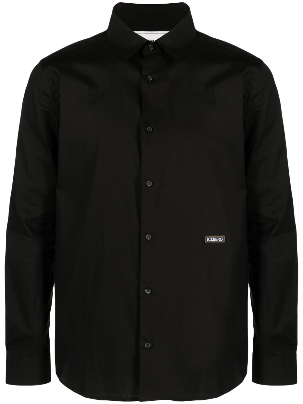 Logo-patch cotton shirt - Black