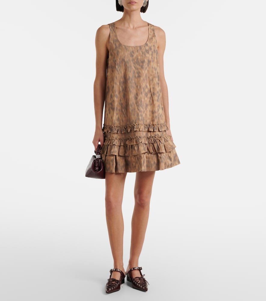 Ruffled printed cotton minidress