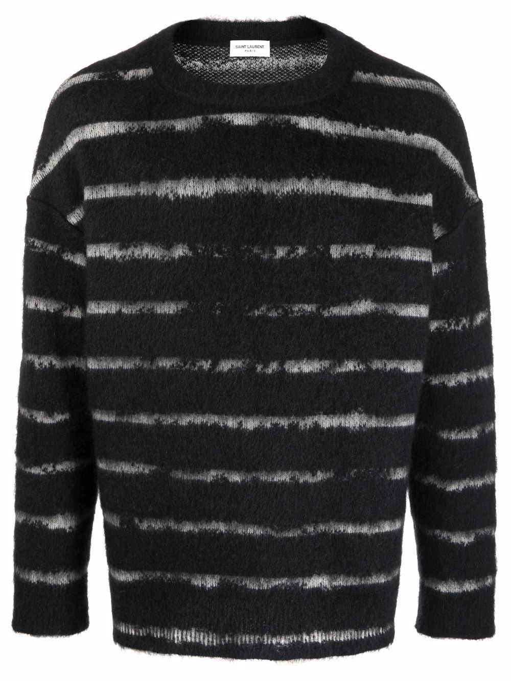 Stripe pattern fuzzy jumper - Black