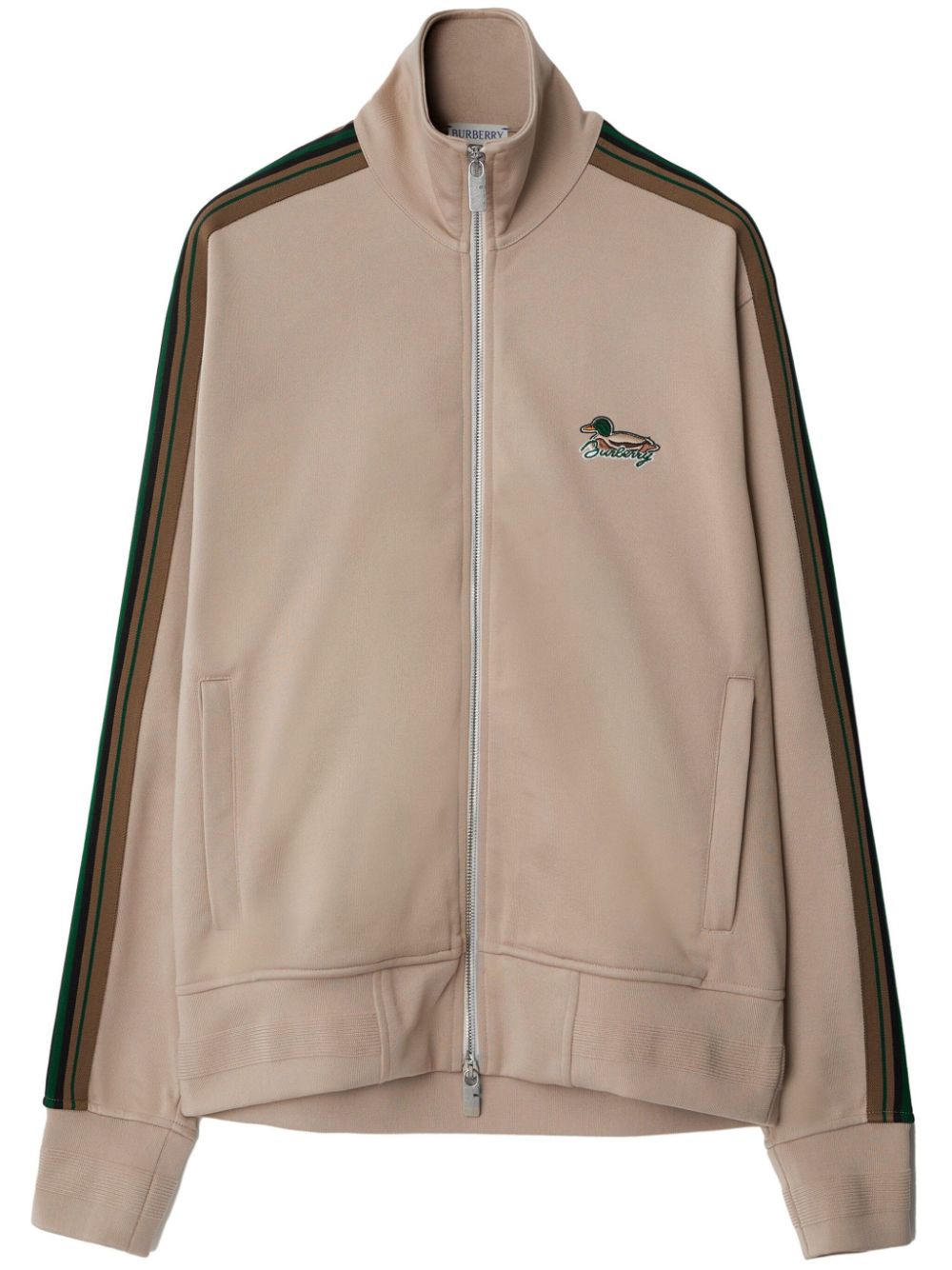 Logo-embroidered side-stripe jacket - Neutrals