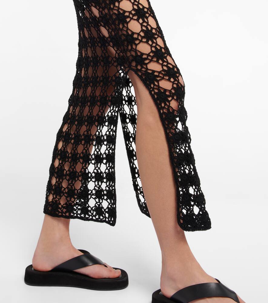Open-knit cotton midi skirt