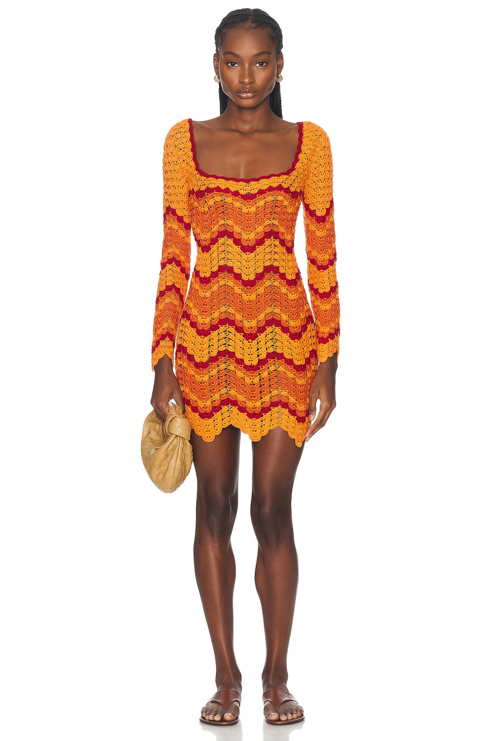 ESCVDO Sumac Mini Dress in Orange & Sunset - Orange. S also in