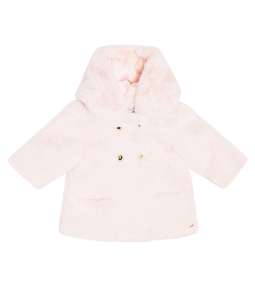 Baby hooded faux fur coat