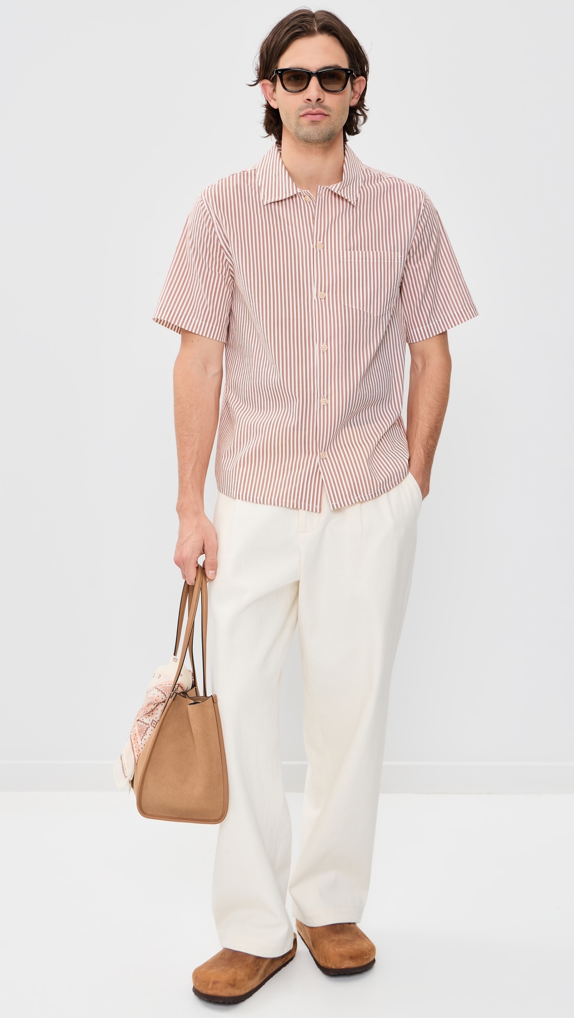 Rick Striped Camp Shirt Terra Cotta Stripe