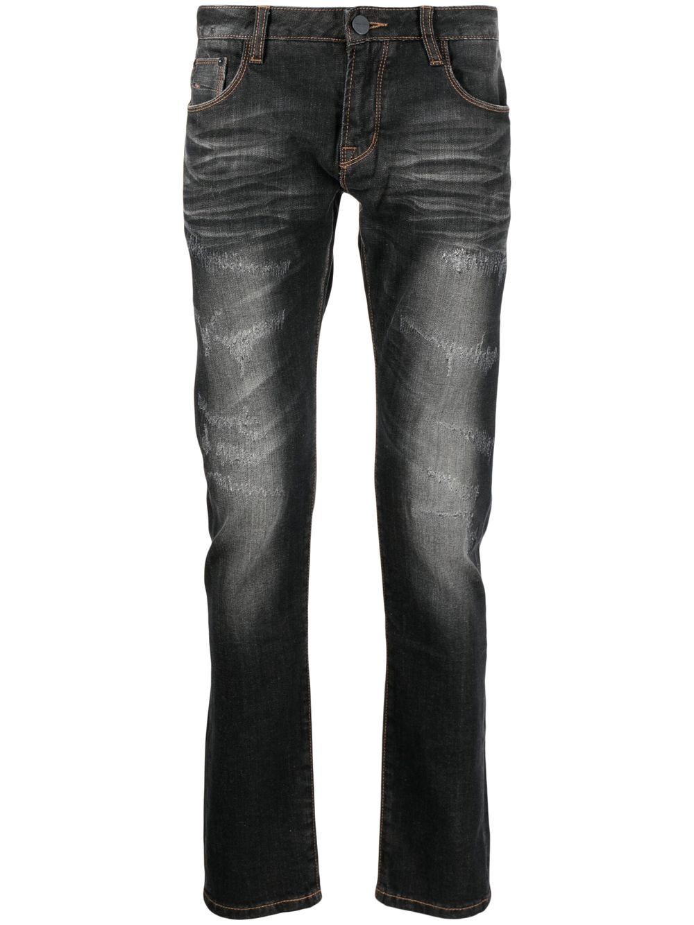 Distressed-finish skinny jeans - Grey