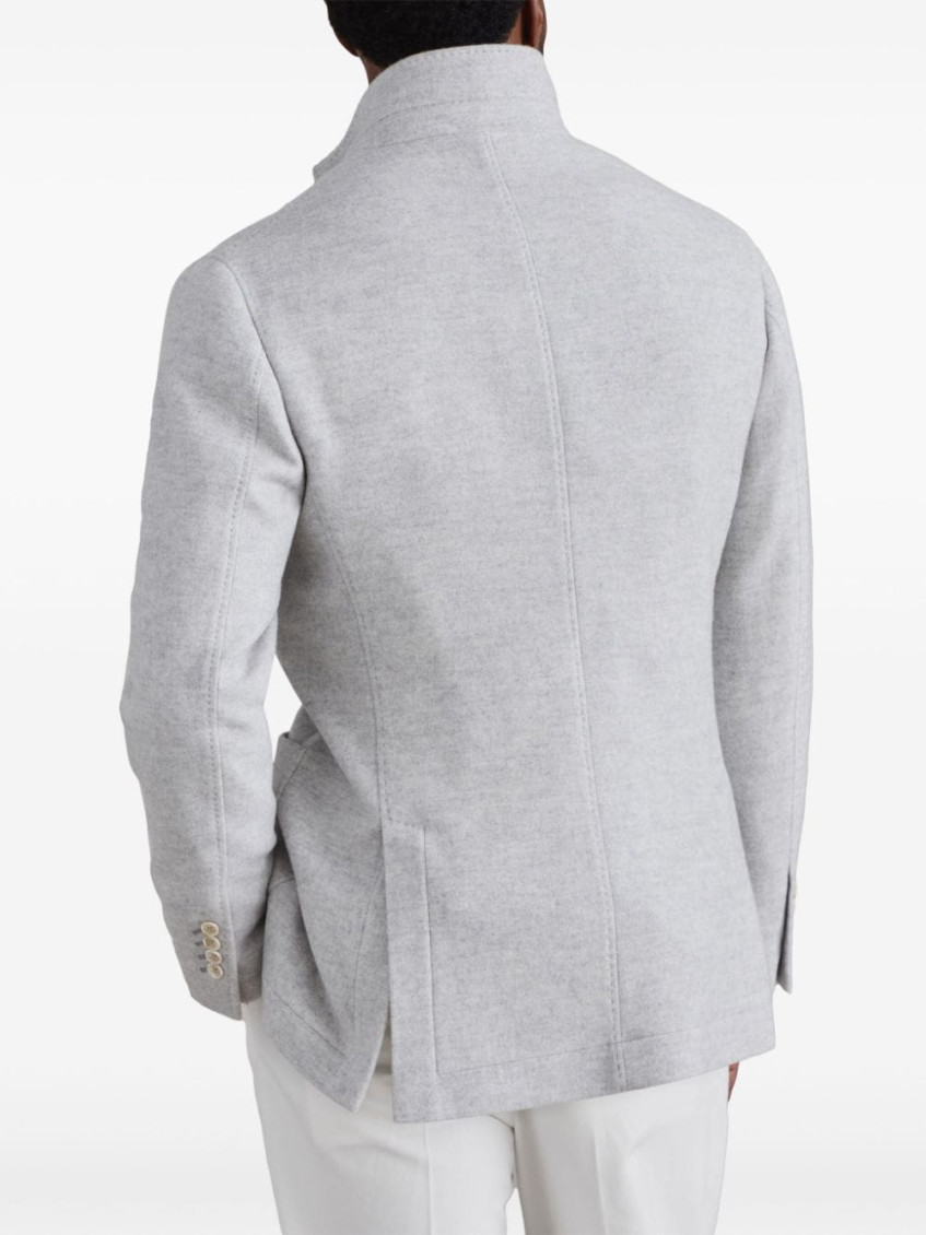 Cashmere single-breasted coat - Grey