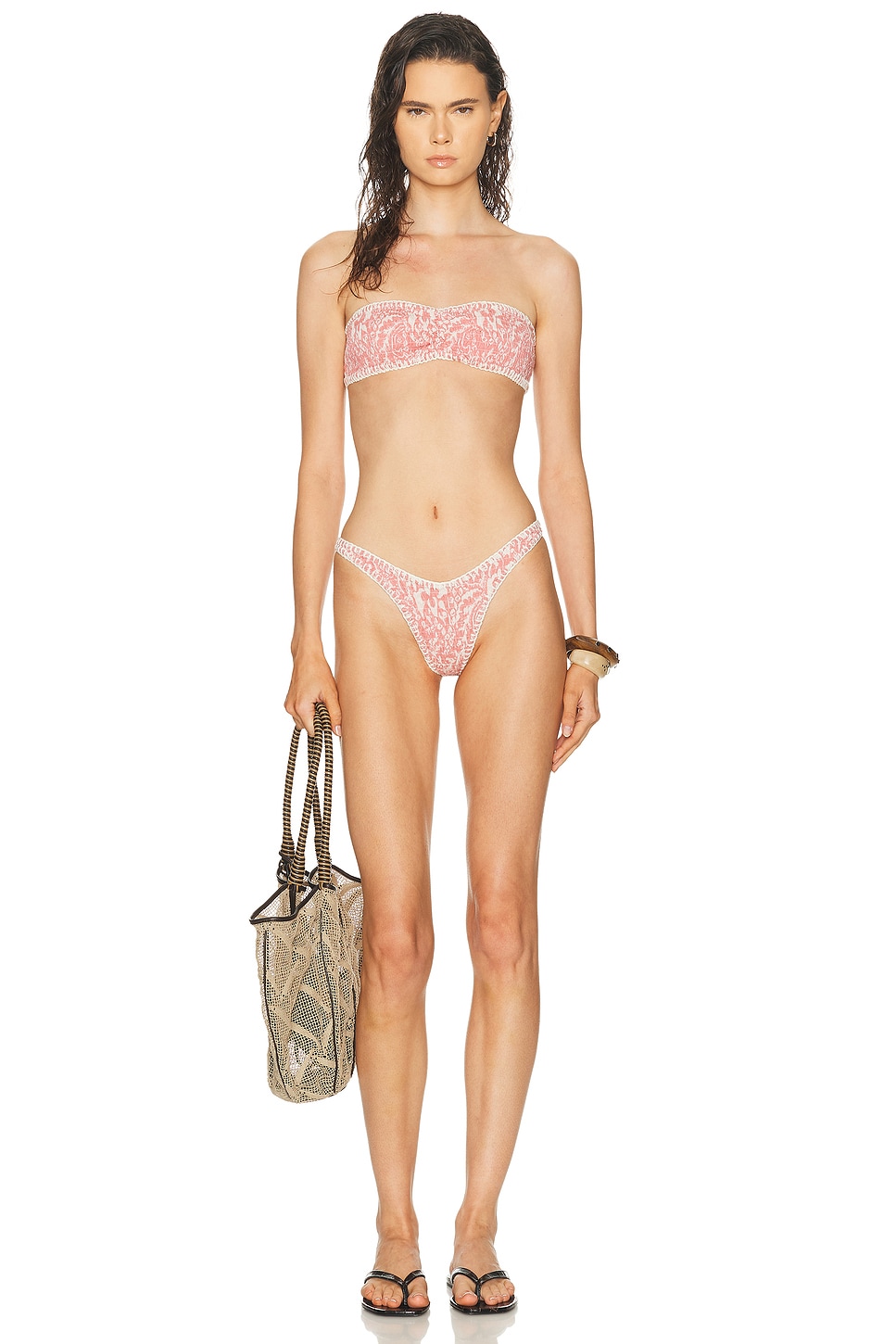Akoia Swim Batik Smock Tube Crochet Bikini Set in Mawar - Pink. L also in