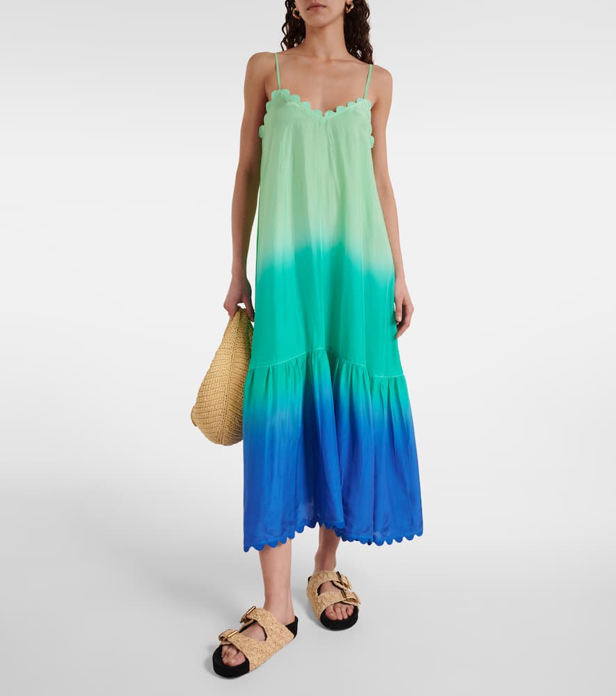 Juliet Dunn Embroidered ombré silk kaftan