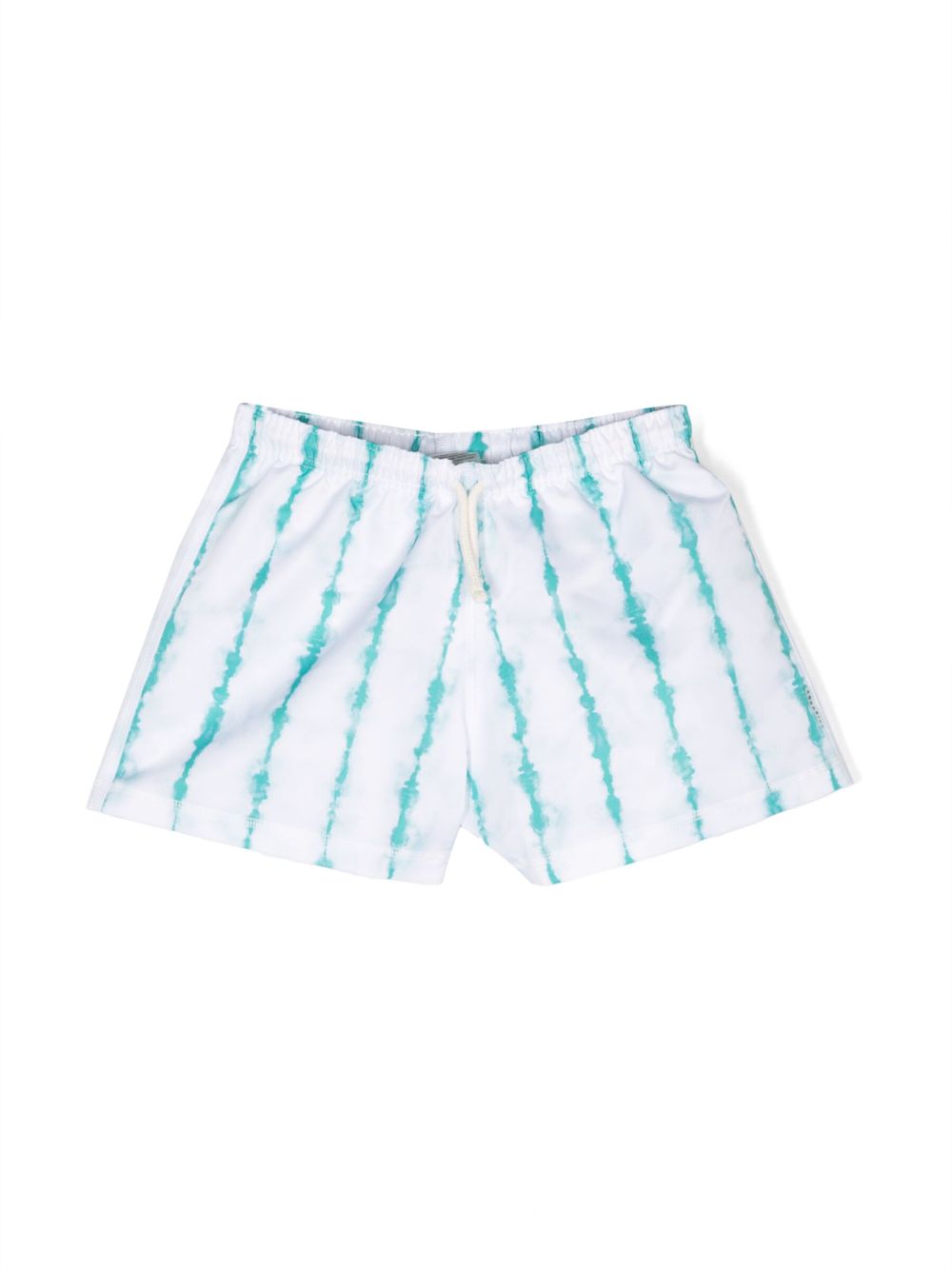 Tie-dye print drawstring swim shorts - White