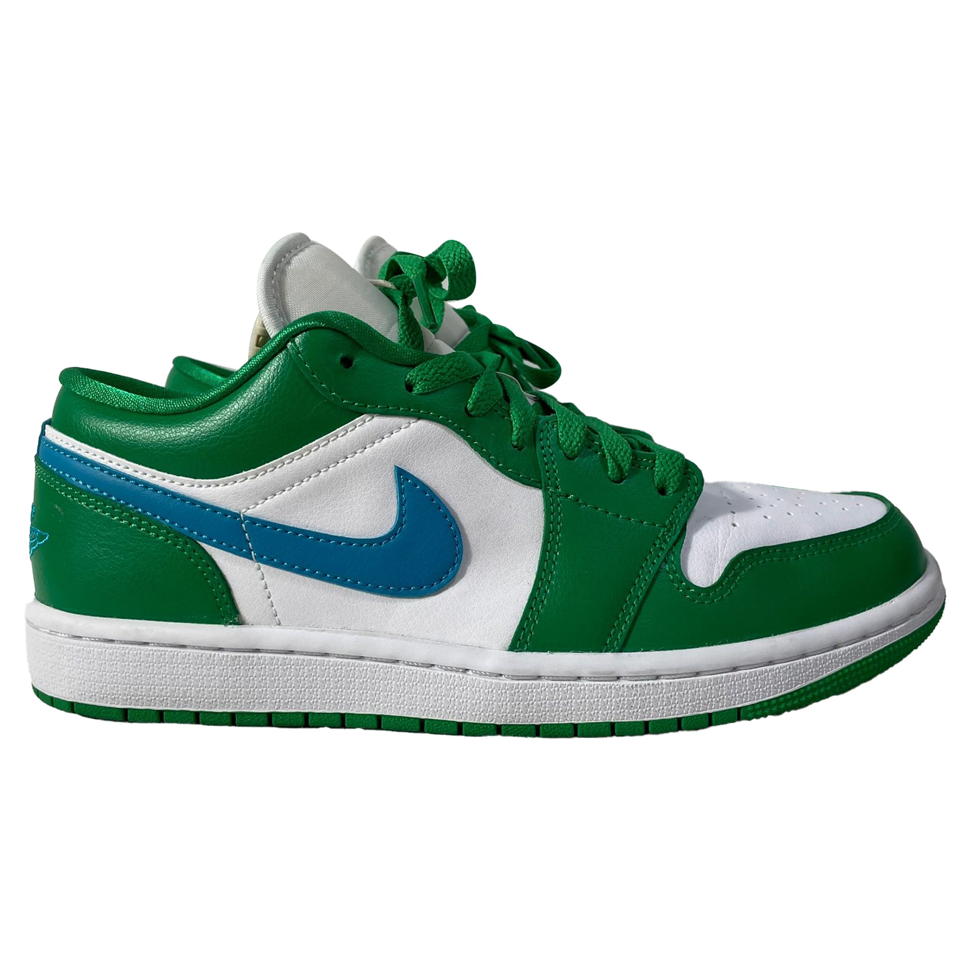 Jordan 1 Low Lucky Green/Aquatone Sneakers in Green Leather