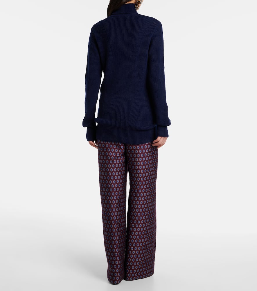 Ribbed-knit wool turtleneck sweater