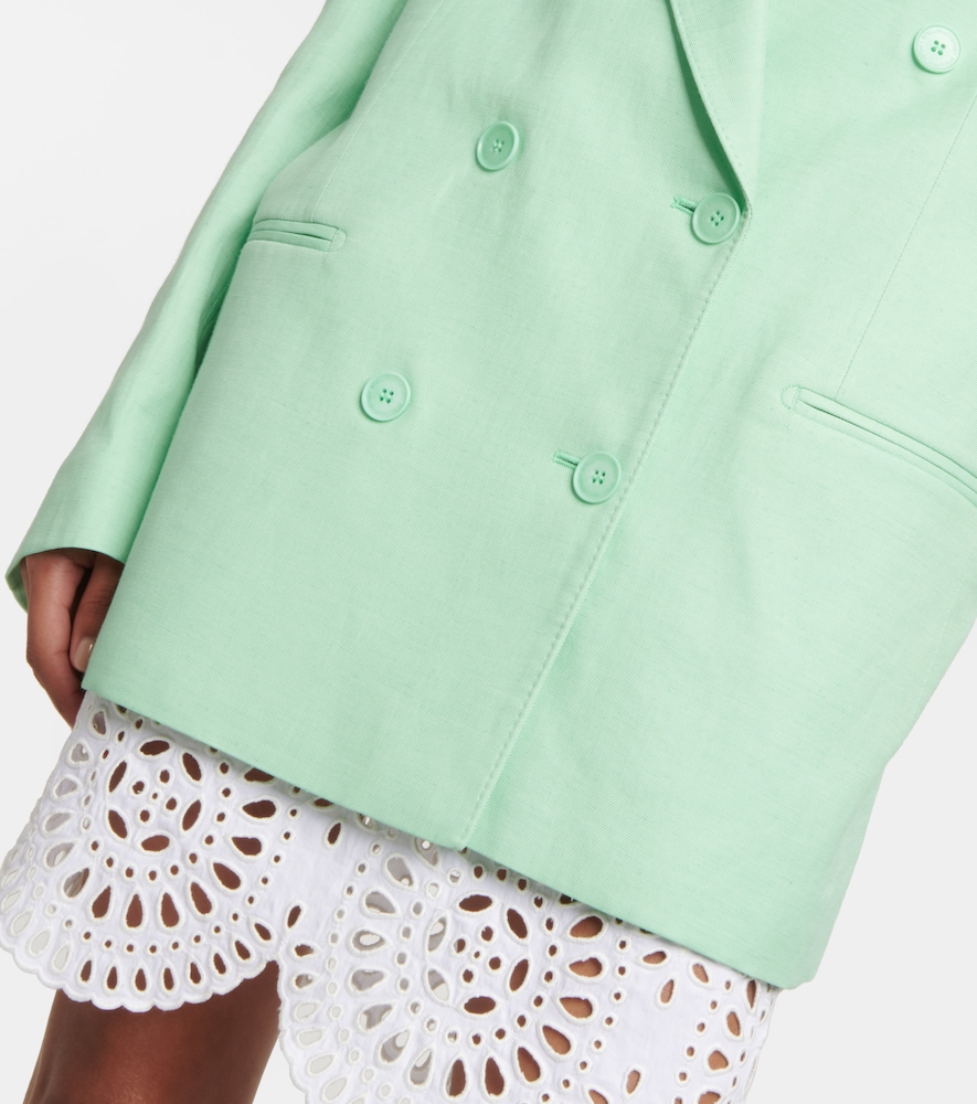 Double-breasted linen-blend blazer
