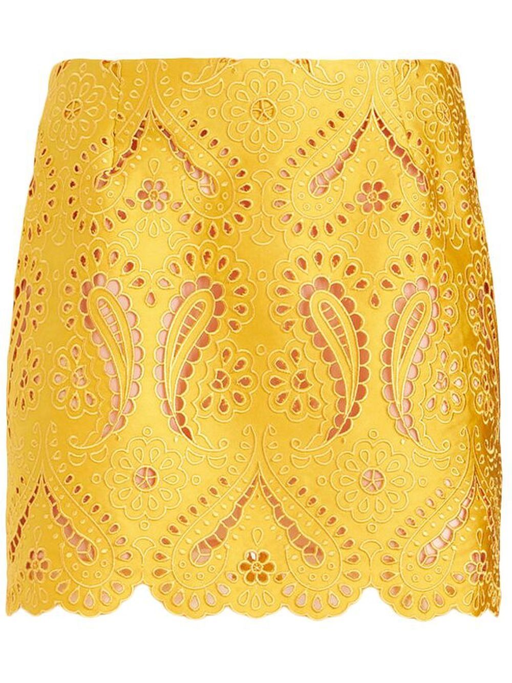 Embroidered design mini skirt - Yellow