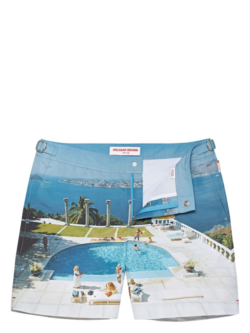 Bulldog Photographic-print swim shorts - Blue