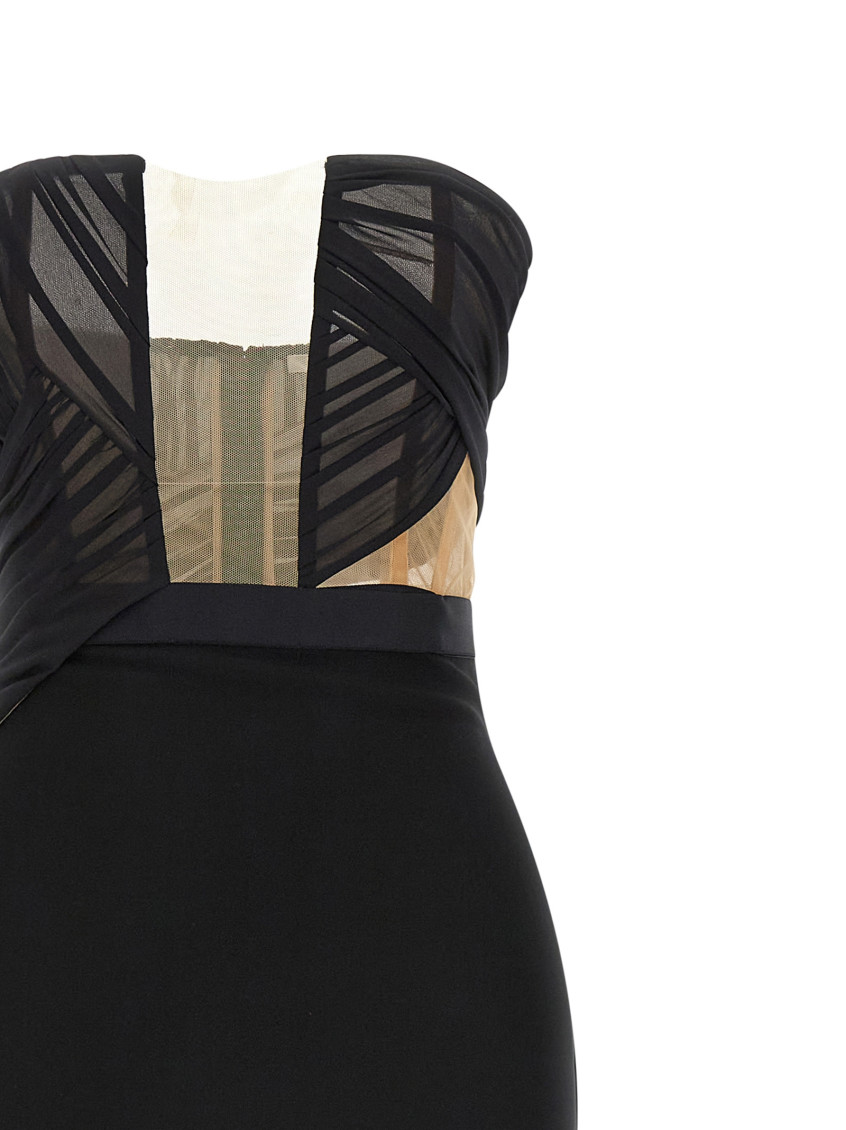 Corsetted Draped Maxi Dress
