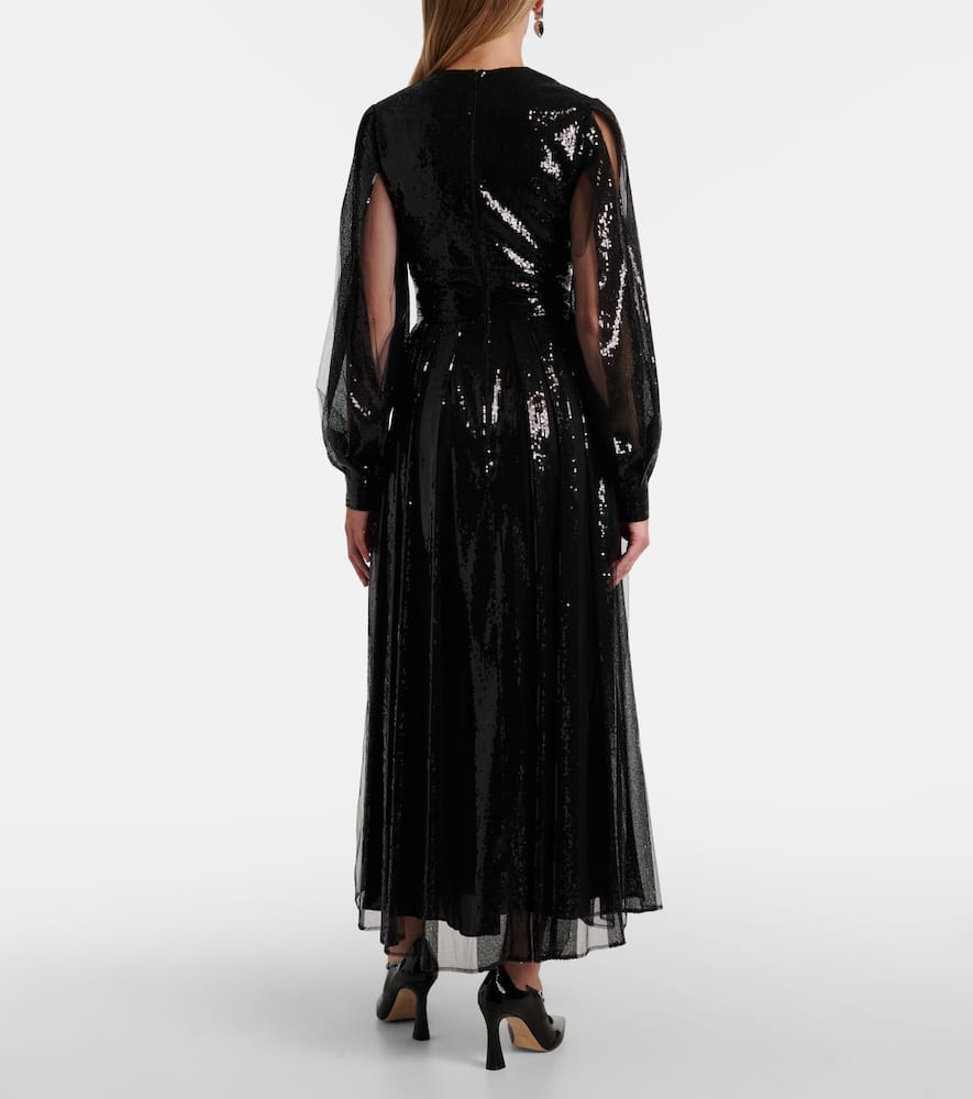 Sequined tulle maxi dress